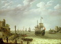 Settlement on a rocky shore with the Dutch fleet approaching, 1640 - Abraham Willaerts