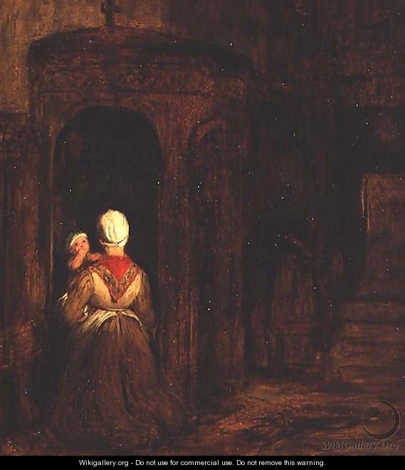 Woman with a Baby Kneeling at a Confessional - Sir David Wilkie