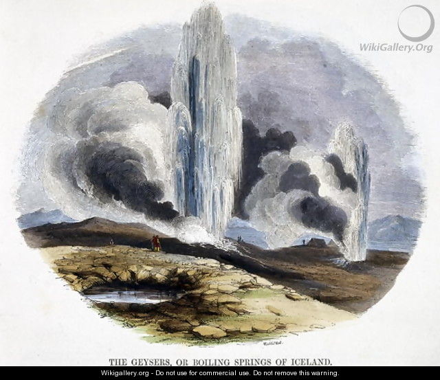 The Geysers, or Boiling Springs of Iceland, from Phenomena of Nature, 1849 - Josiah Wood Whymper