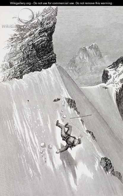 In Attempting to Pass the Corner I Slipped and Fell from The Ascent of the Matterhorn by Edward Whymper, published 1860s-80s - Edward Whymper