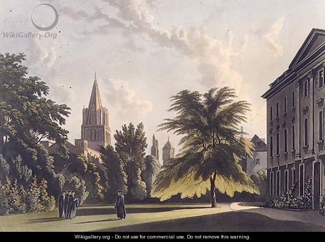 Exterior of Corpus Christi College and Christ Church Cathedral, illustration from the 
