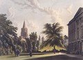 Exterior of Corpus Christi College and Christ Church Cathedral, illustration from the 'History of Oxford', engraved by Joseph Constantine Stadler (fl.1780-1812) pub. by R. Ackermann, 1813 - William Westall