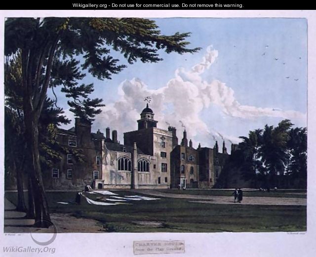 Charter House from the Play Ground, from History of Charter House School, part of History of the Colleges, engraved by William James Bennett (1787-1844) pub. by R. Ackermann, 1816 - William Westall