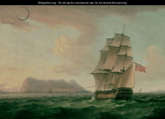 A British Man of War Before the Rock of Gibraltar - Thomas Whitcombe