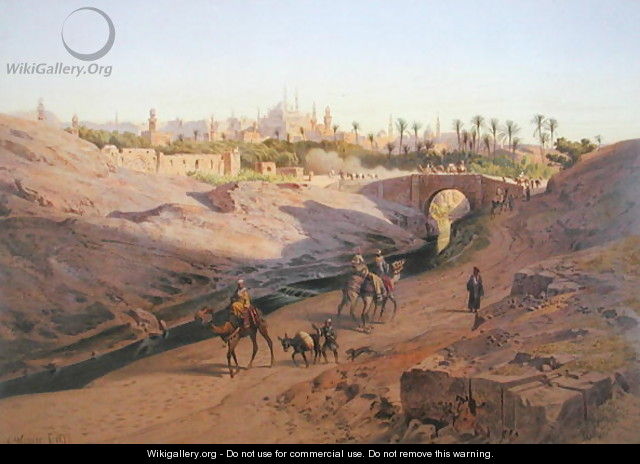 A view of Cairo from the north with the White Mosque, one of 24 illustrations produced by G.W. Seitz, printed c.1873 - Carl Friedrich H. Werner
