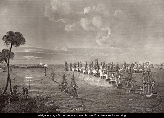 The Battle of the Nile in 1798, illustration from 