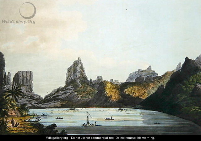 View of the Harbour of Taloo in the Island of Eimeo, from Views in the South Seas, pub. 1789 - John Webber