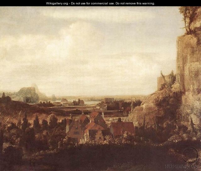 A River Valley with a Group of Houses c. 1625 - Hercules Seghers