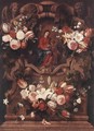 Floral Wreath with Madonna and Child - Daniel Seghers