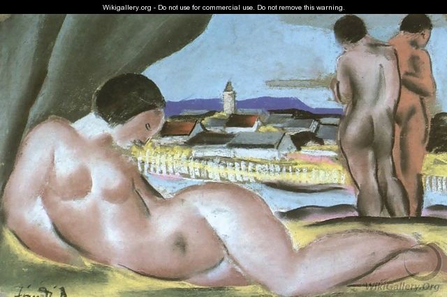 View of Nagybanya with Nudes 1935 - David Jandi
