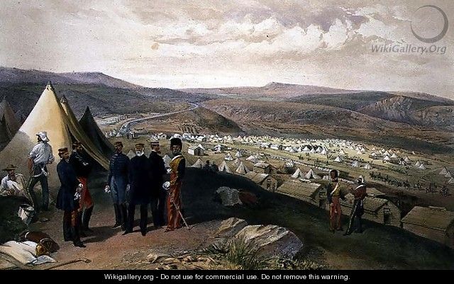 Cavalry Camp, plate from The Seat of War in the East, pub. by Paul and Dominic Colnaghi and Co., 1856 - William Simpson