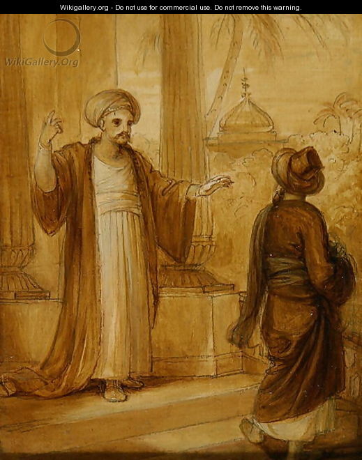 Two male figures standing, illustration from an Eastern Romance, possibly The Arabian Nights - Robert Smirke