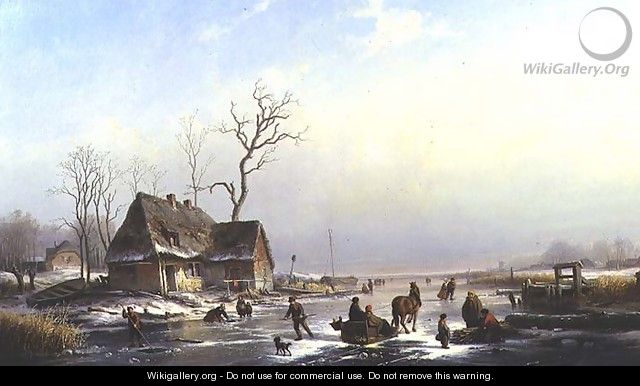 Figures on a Frozen River - Louis Smets