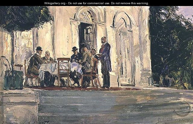 Dinner on the Badenburg Terrace at Castle Nymphenburg, 1908 - Max Slevogt