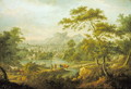 An Imaginary Landscape with a Wagon and a Distant View of a Town - Thomas Smith of Derby