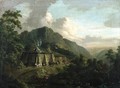 Wooded Landscape, with Workers and Horses Working a Lime Kiln - Thomas Smith of Derby