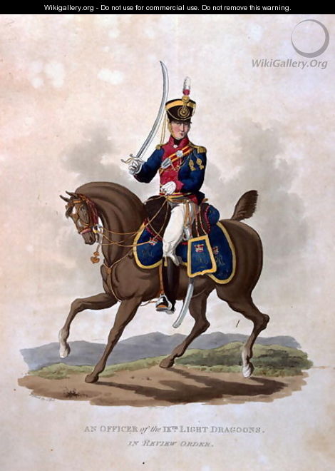 An Officer of the 9th Light Dragoons in Review Order, from Costumes of the Army of the British Empire, according to the last regulations 1812, engraved by J.C. Stadler, published by Colnaghi and Co. 1812-15 - Charles Hamilton Smith