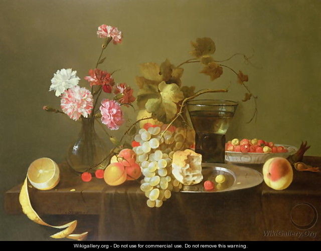 Still Life of Fruit and Flowers - Michiel Simons