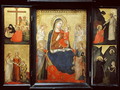 Triptych, Madonna and Child Enthroned flanked by scenes from the Life of Christ - Puccio di Simone