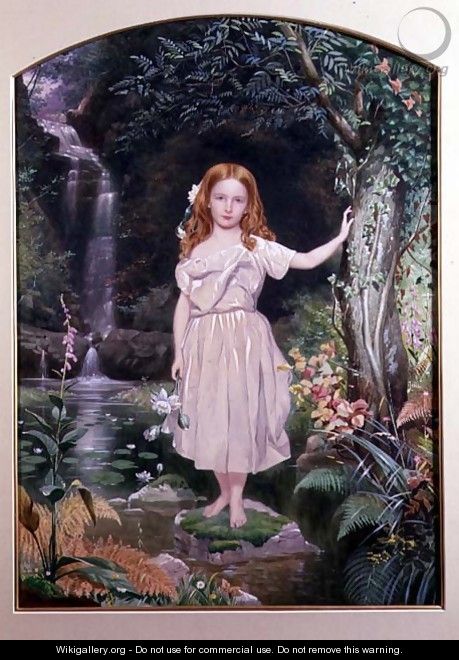 A Girl Standing by a Waterfall - John Simmons