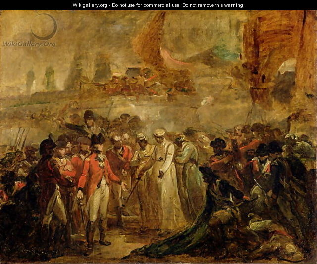 The Surrender of the Two Sons of Tipu Sahib 1749-99, Sultan of Mysore, to Sir David Baird, c.1800 - Henry Singleton