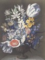 Urn with Flowers on a Marble Table - J.A. Simson
