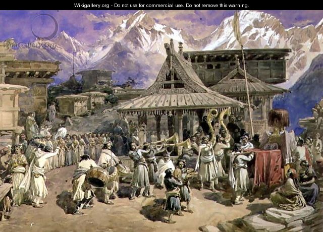 Puja at Chini Bashahr, Himalayas, c.1859-66 - William Simpson