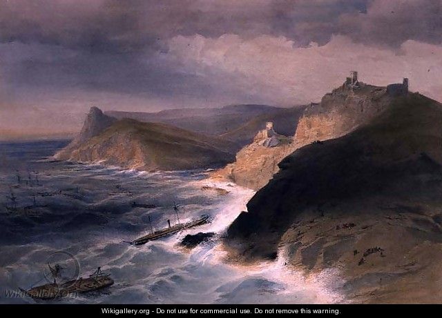 Gale off the Port of Balaklava, November 14th 1854, plate from The Seat of War in the East, pub. by Paul and Dominic Colnaghi and Co., 1856 - William Simpson