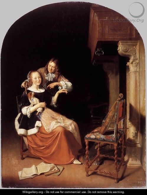 Lady with a Pet Dog 1672 - Pieter Cornelisz. van SLINGELANDT