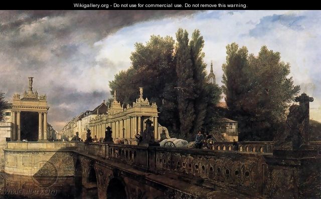 Königsbrücke and Königskolonnade 1853 - Eduard Gartner