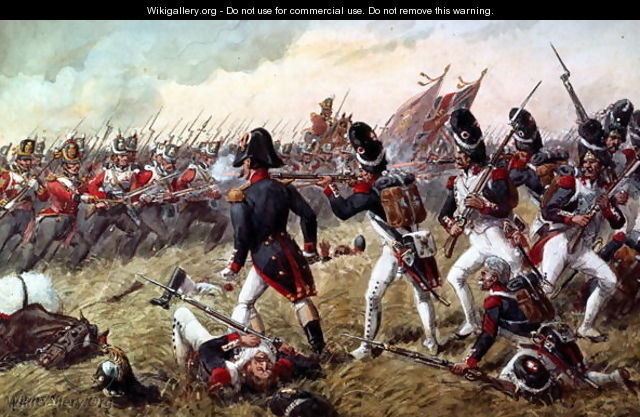 The 3rd Regiment of Foot Guards repulsing the final charge of the old Guard at the Battle of Waterloo, 18th June 1815 - Richard Simkin