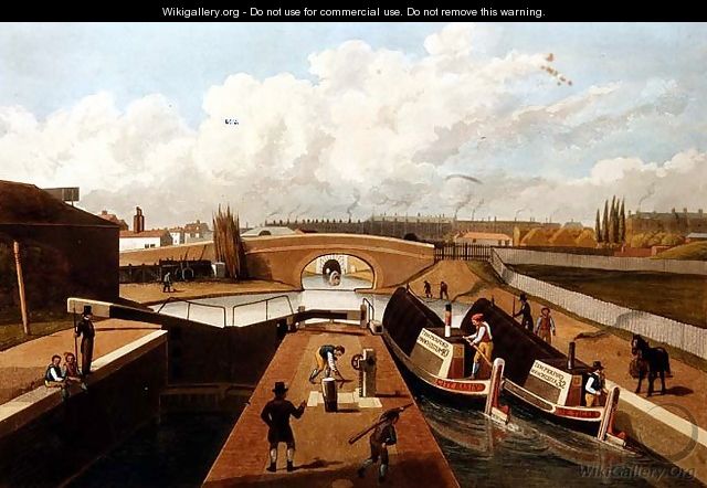 Regents Canal, the East Entrance to the Islington Tunnel, c.1827, engraved by John Cleghorn - Thomas Hosmer Shepherd