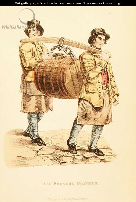 Ale Brewers Draymen from Ackermanns World in Miniature,1821-27 - (after) Shoberl, Frederic