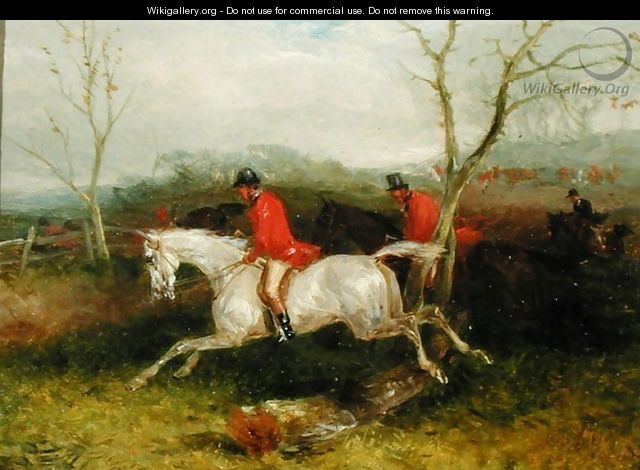 Foxhunting Coming to a Fence - William Joseph Shayer