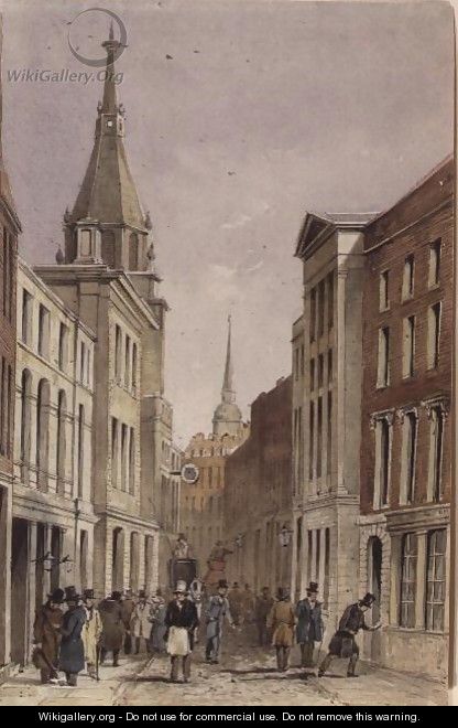 Lombard Street East, with St. Edmund the King, c.1850 - Fred Shepherd