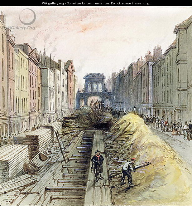 Fleet Street with the New Common Sewer under Construction, 1845 - Fred Shepherd