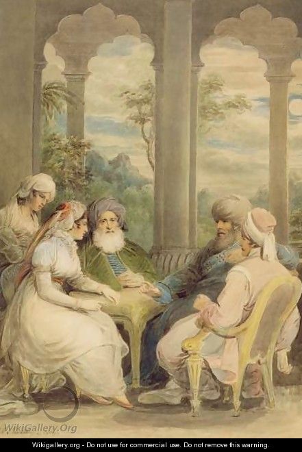 Prince Rasselas and his sister conversing in their summer palace on the banks of the Nile, 1804 - Samuel Shelley
