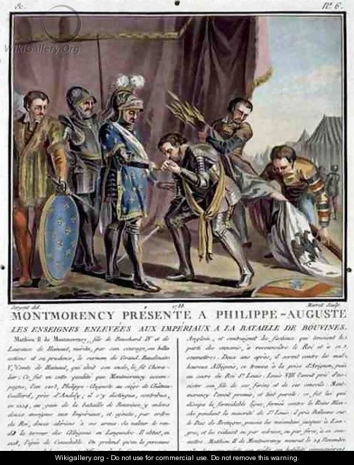 Montmorency Presented to Philip Augustus 1165-1223 After the Battle of Bouvines, engraved by Jean Baptiste Morret fl. 1790-1820, 1788 - Antoine Louis Francois Sergent-Marceau