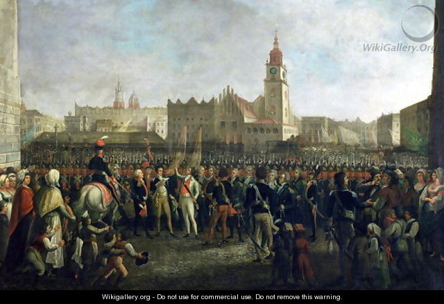 The Vows of Tadeusz Kosciuszko 1746-1817 in the Main Market Square in Cracow, 1821 - Michal Stachowicz