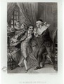 Figaro, illustration from Act III Scene 12 of The Barber of Seville by Pierre Augustin Caron de Beaumarchais 1732-99 engraved by Ferdinand Delanoy fl.1850 1874 - Pierre Gustave Eugene (Gustave) Staal