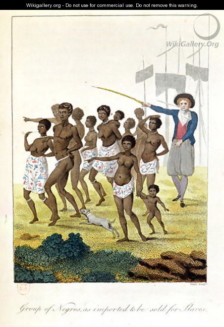 Group of negroes imported to be sold for Slaves in 1793, from Narrative of a Five Years Expedition against the Revolted Negroes of Surinam, by J.G. Stedman, 1796 - John Gabriel Stedman