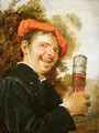 A man in a landscape, raising a beer glass - Petrus Staverenus