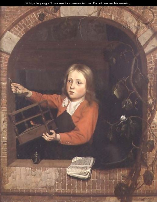 Young Boy with a Birdcage - Jan Adriansz van Staveren