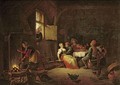 Peasants merrymaking at table in a cottage kitchen - Hendrick Maertensz. Sorch (see Sorgh)