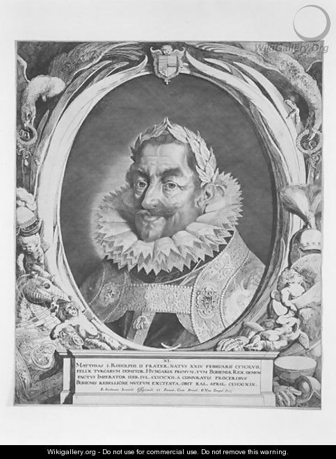 Portrait of Matthias, Holy Roman Emperor, between 1627-1644, etched by Pieter van Sompel - Pieter Claesz. Soutman