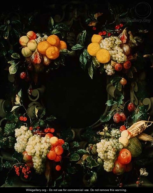 Garland of fruit around an empty niche - Jan Frans van Son