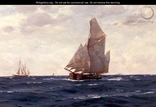 A Ketch and a Brigantine off the Coast, c.1905 - Thomas Jacques Somerscales