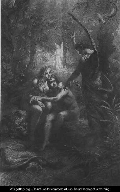 Illustration to Imre Madachs The Tragedy of Man- In the Paradise Scene 2 1887 - Mihaly von Zichy