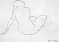 Synthetic Lines Seated Nude, Backwards 1910 - Janos Vaszary