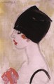 Woman in Profile with Black Turban - Janos Vaszary